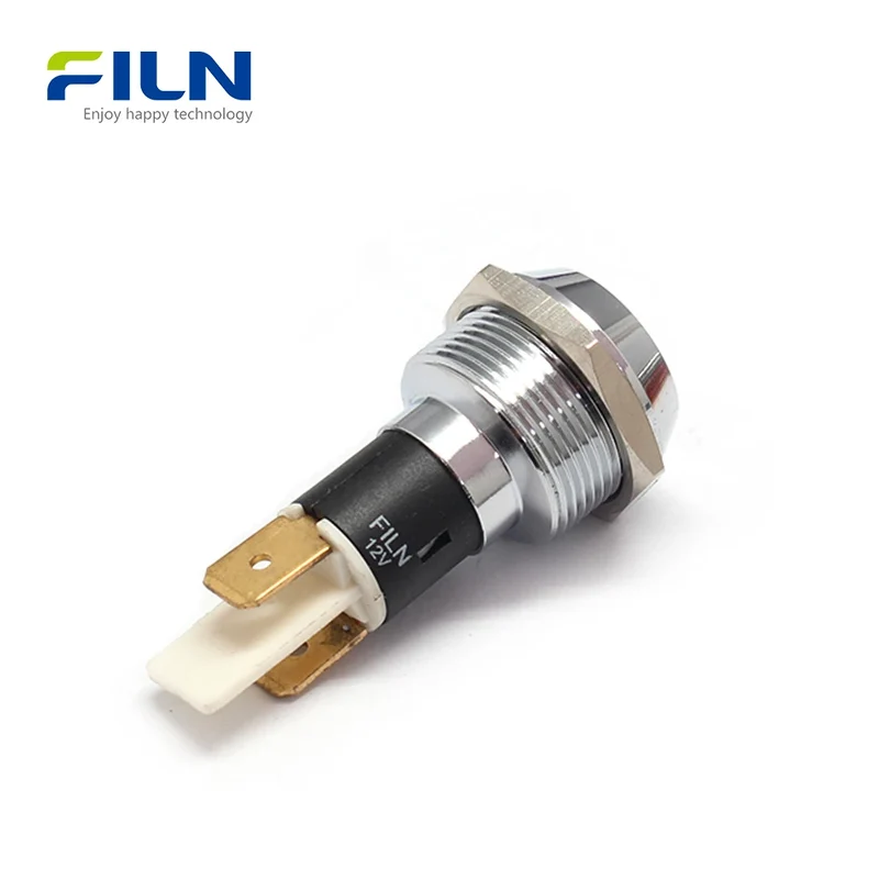 120V Indicator Light 19mm Metal Concave 2-PIN Plug for Industrial Panel FILN