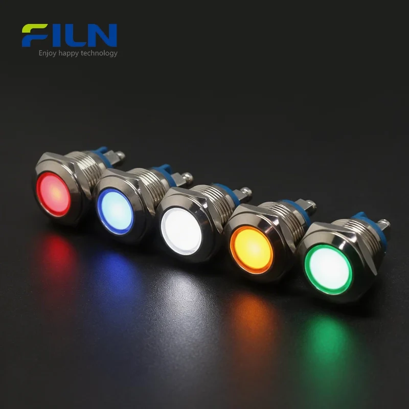 Indicator Light Blue 16mm Metal Flat Head Screw Terminal 2PIN FILN