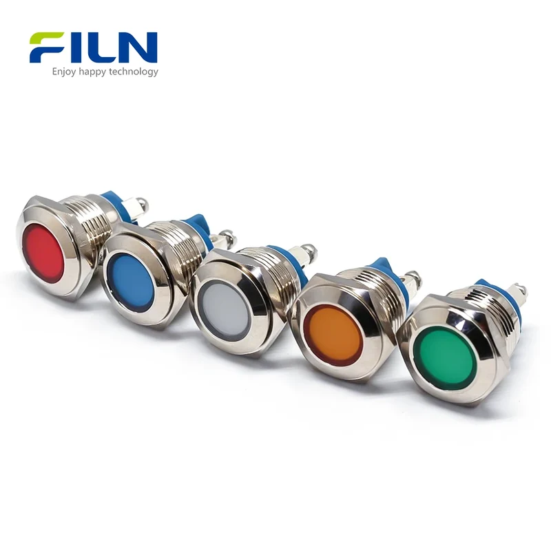 Indicator Light Blue 16mm Metal Flat Head Screw Terminal 2PIN FILN