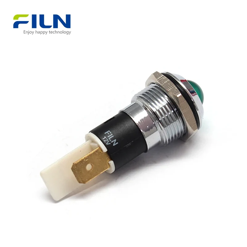 24V LED Panel Indicator Lights 16mm Metal High Head 2Pin Terminal FILN