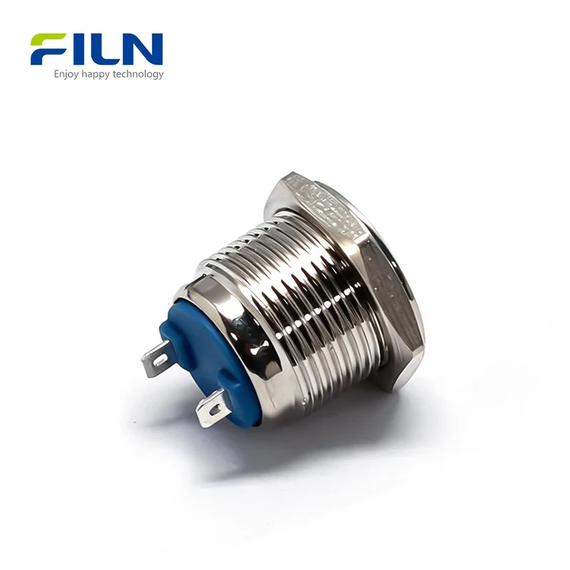 16mm Pilot Light Indicator IP67 Metal Flat Head Pin Terminal FILN