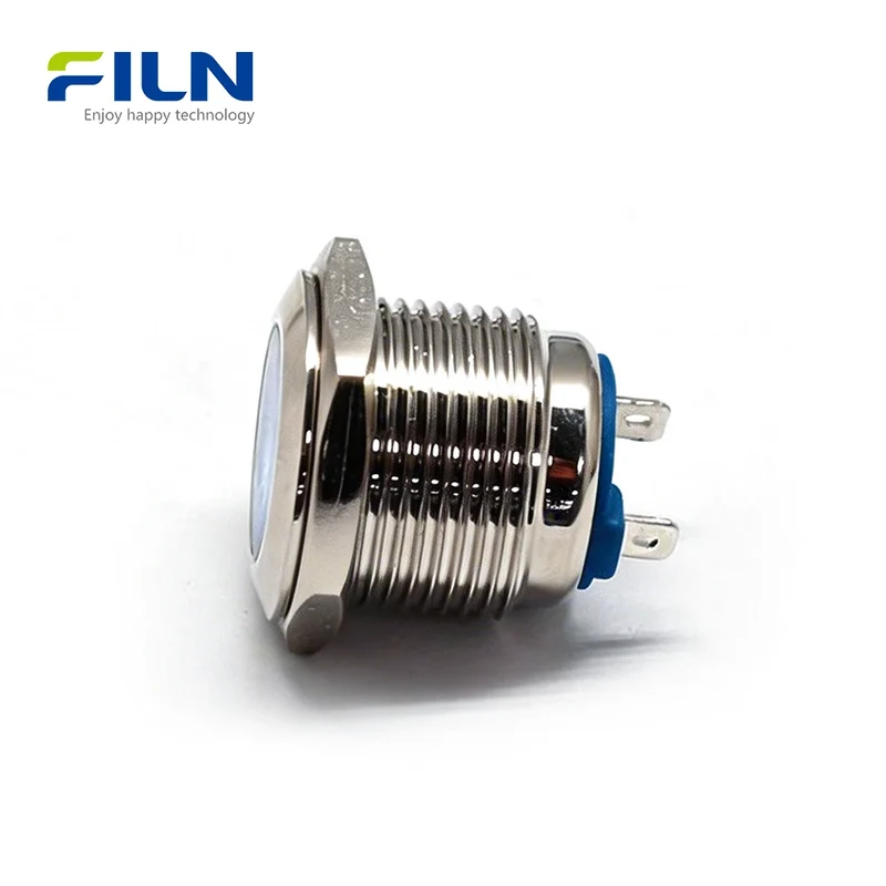 16mm Pilot Light Indicator IP67 Metal Flat Head Pin Terminal FILN