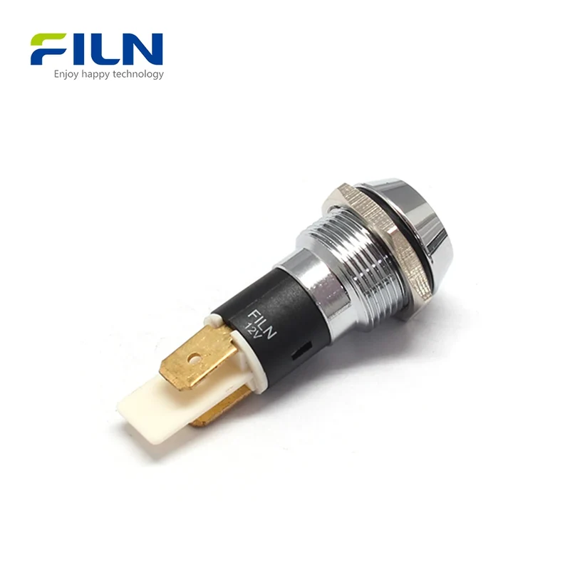 240V Indicator Light 16mm IP67 Metal Concave 2-Pin Terminal for Industrial/Marine FILN