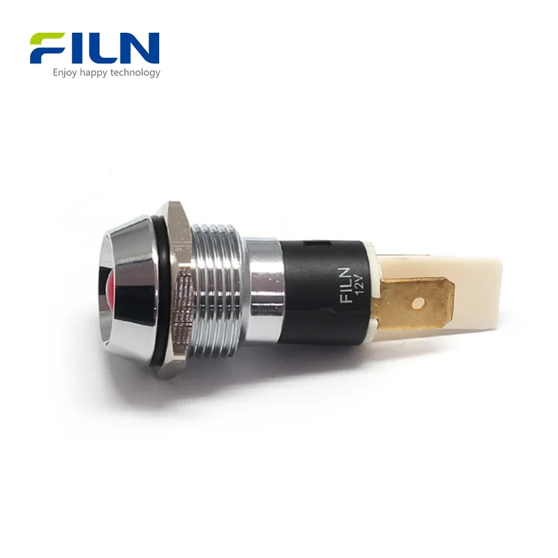 240V Indicator Light 16mm IP67 Metal Concave 2-Pin Terminal for Industrial/Marine FILN