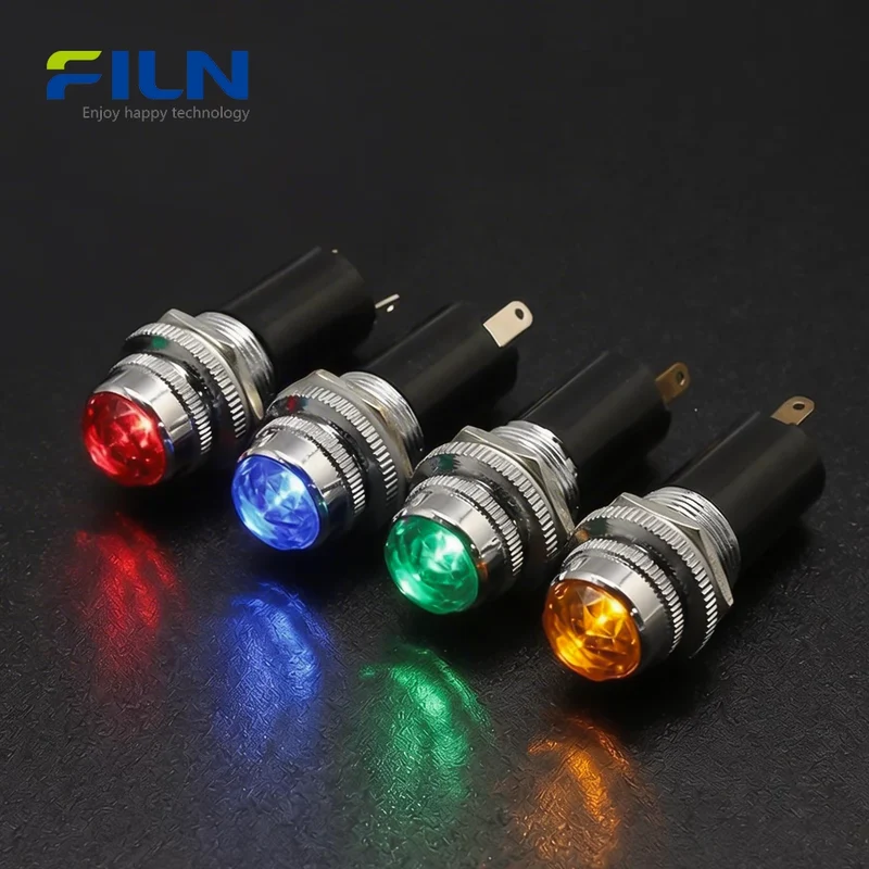 Diamond Head LED Indicator Lamp 12V 220V Pin Type Screw Mount Industrial 16mm Plastic Signal FILN