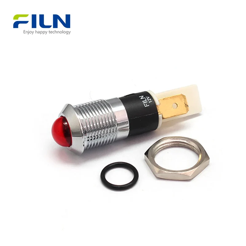 14mm Light Indication Metal LED Light 12V 220V High Head Pin Indicator FILN