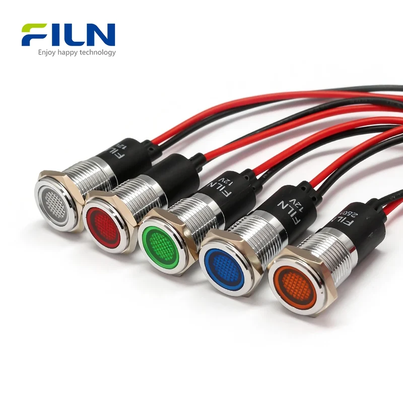 Signal Indicator Light with wire Metal Indicator Lamp IP67 Waterproof LED for Medical & Marine FILN