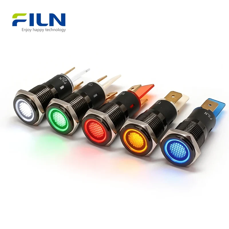 14mm Light On Indicator Metal Indicator Lamp 12V 110V 220V | Pin Terminal | CNC & Medical FILN
