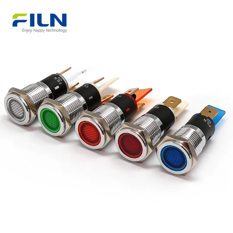 14mm Light On Indicator Metal Indicator Lamp 12V 110V 220V | Pin Terminal | CNC & Medical FILN