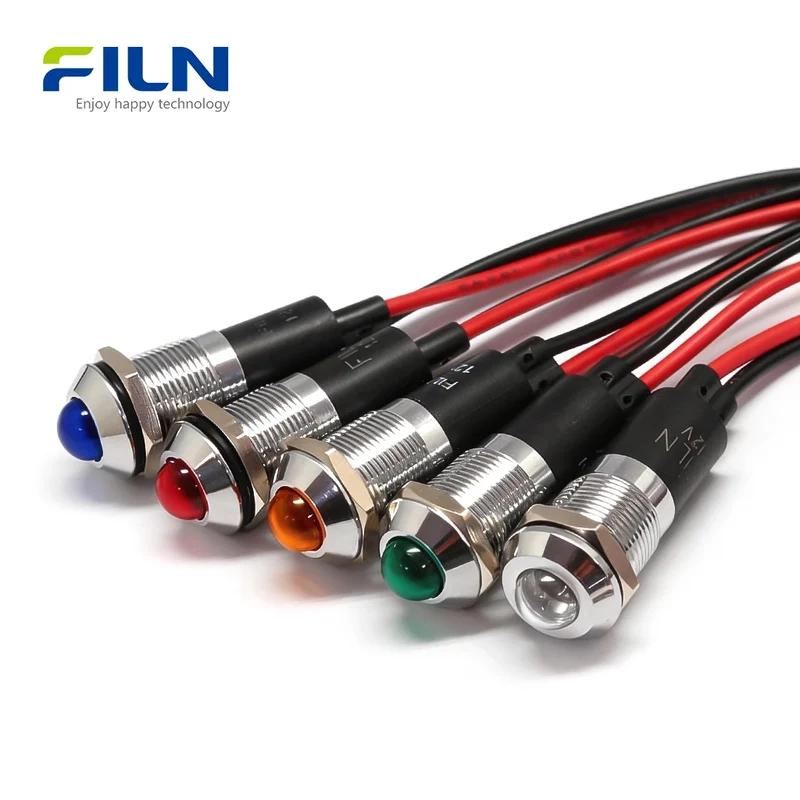 12mm Panel Mount Indicator Lights IP67 Waterproof LED Signal Lamp for Industrial & Marine FILN