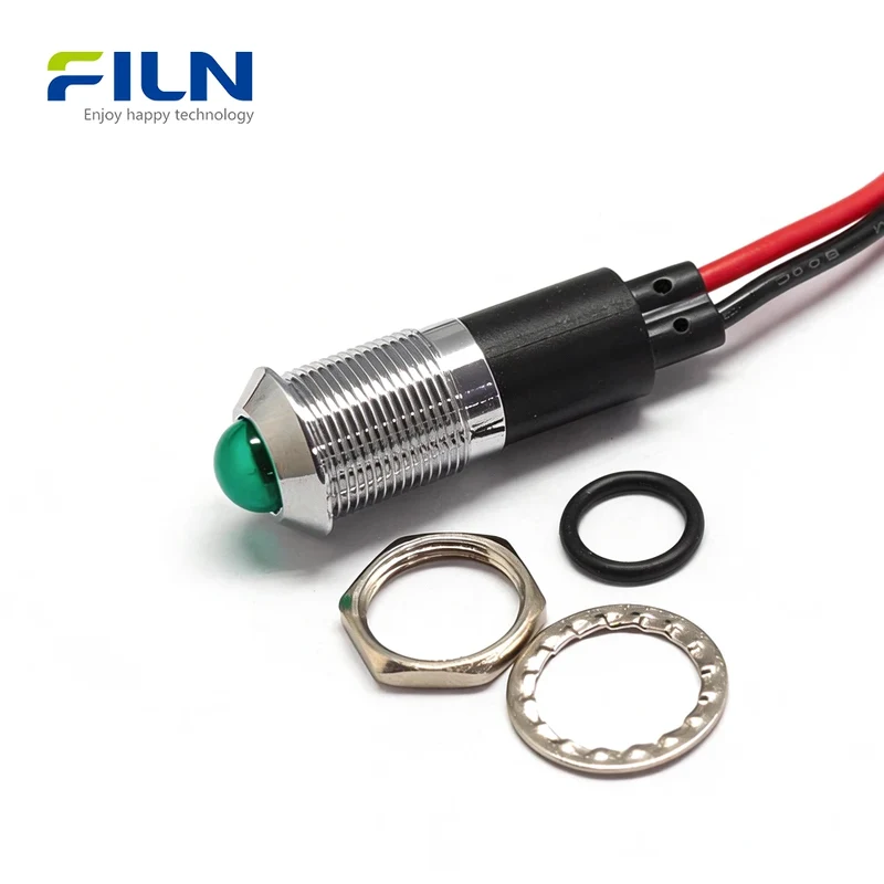 12mm Panel Mount Indicator Lights IP67 Waterproof LED Signal Lamp for Industrial & Marine FILN
