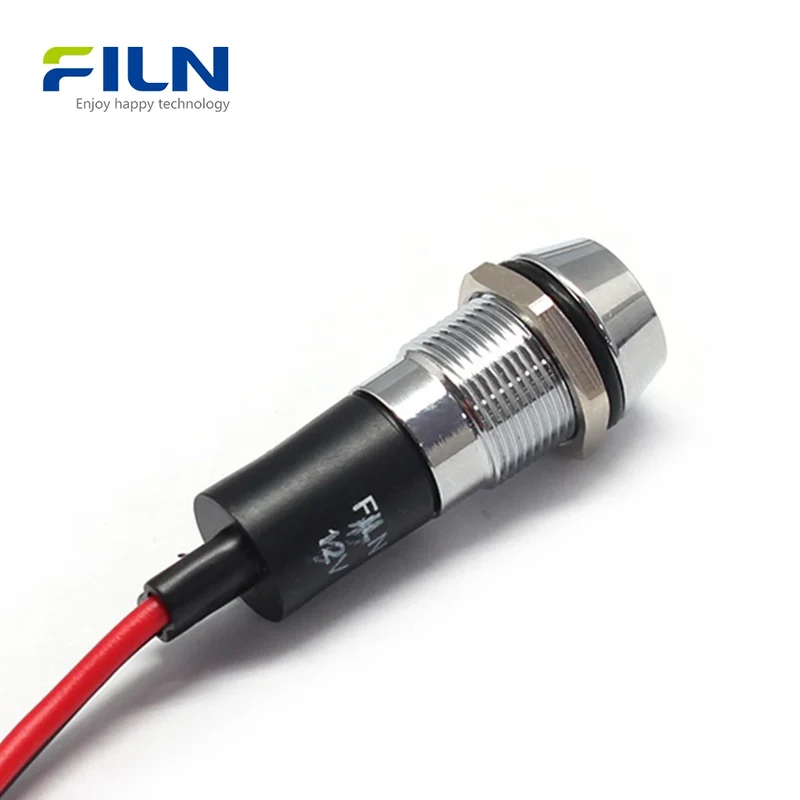 12mm LED Indicator Light 12V Black IP67 Waterproof Concave Head Signal Lamp FILN
