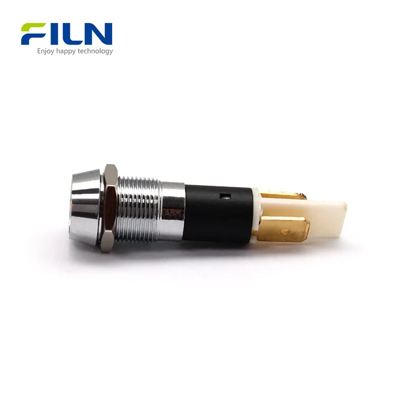 24 Volt DC LED Indicator Light 12mm IP67 Concave Metal Pilot Lamp FILN