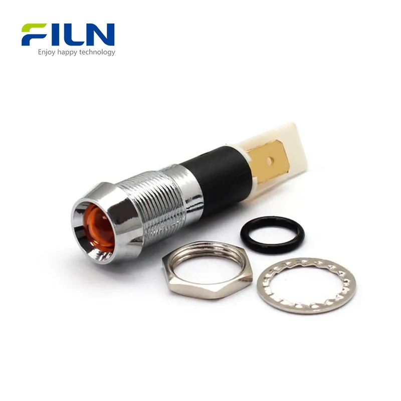 24 Volt DC LED Indicator Light 12mm IP67 Concave Metal Pilot Lamp FILN