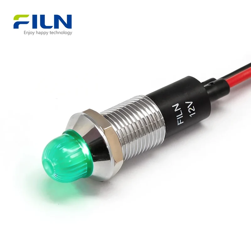 12mm LED Panel Indicator Lights UL IP67 Waterproof Domed Signal Lamp FILN