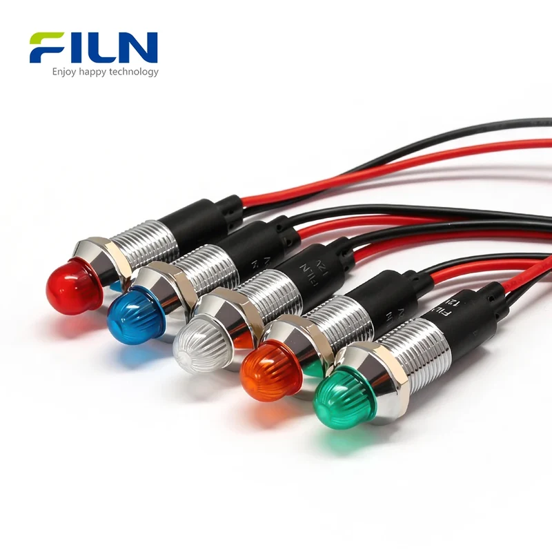 12mm LED Panel Indicator Lights UL IP67 Waterproof Domed Signal Lamp FILN