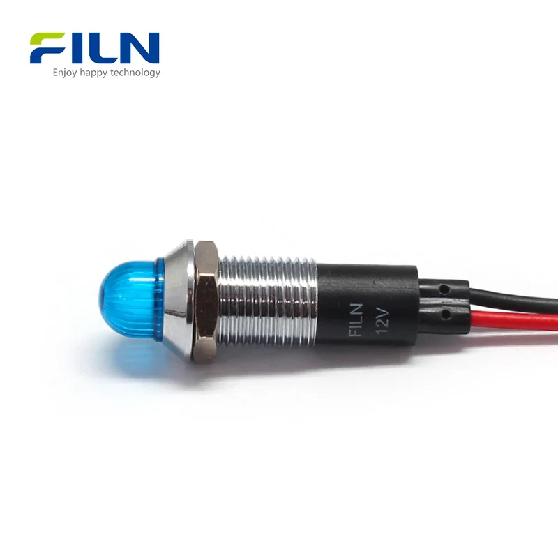 12mm LED Panel Indicator Lights UL IP67 Waterproof Domed Signal Lamp FILN