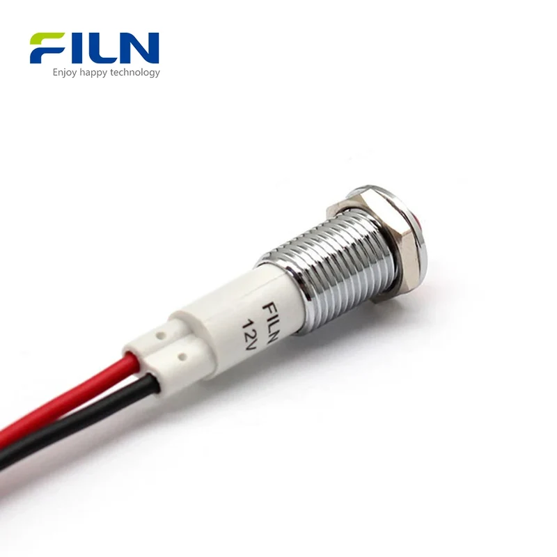 120V Power Indicator Light 10mm Waterproof LED Signal Lamp for Panels FILN