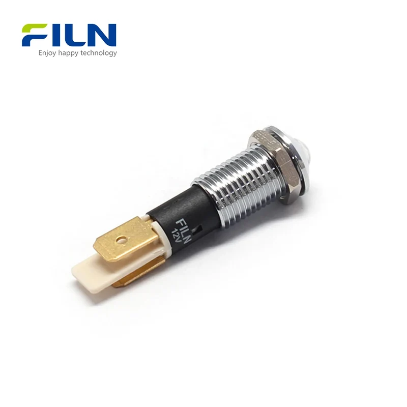 LED Indicator Light Red 10mm Waterproof 12V 24V 220V for Panel Mount FILN