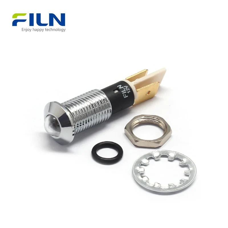 LED Indicator Light Red 10mm Waterproof 12V 24V 220V for Panel Mount FILN