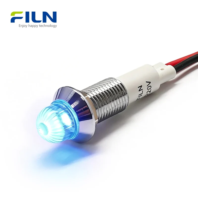 Charging Indicator Light 10mm IP67 Metal Ball Head LED 220V FILN