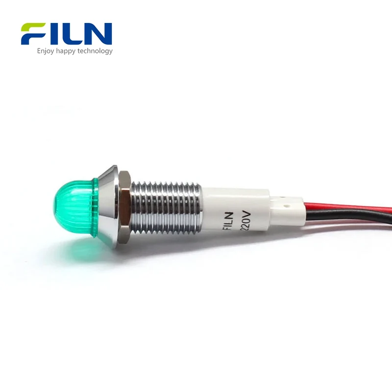Charging Indicator Light 10mm IP67 Metal Ball Head LED 220V FILN