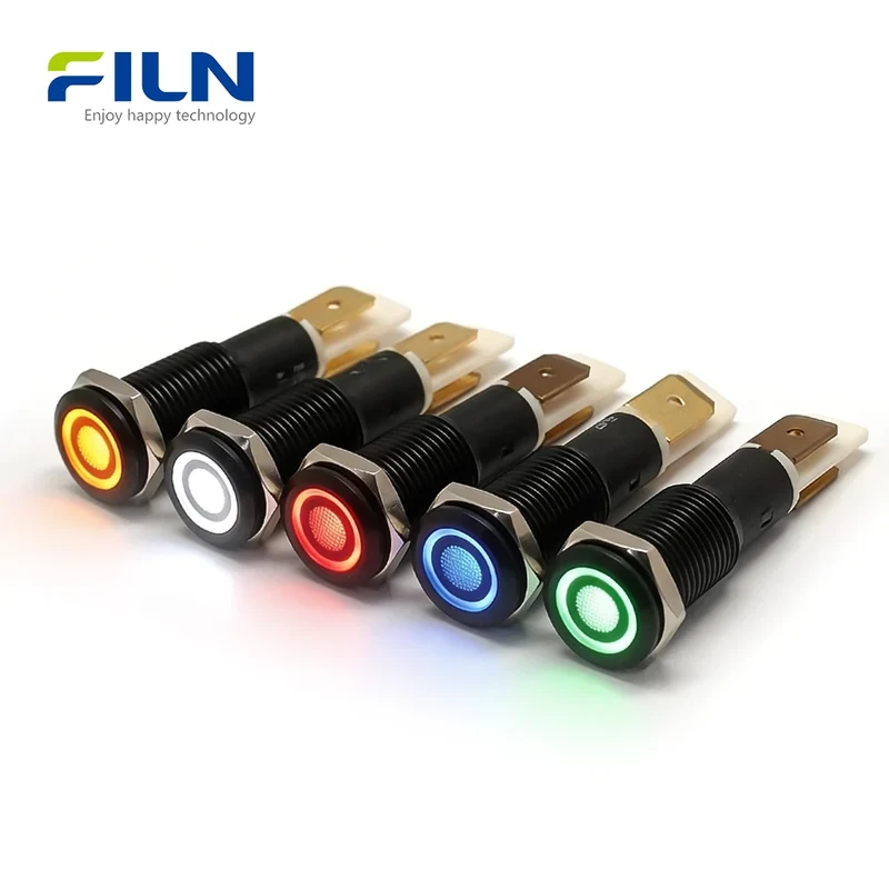 Lamp Indicator Light 10mm 3V-380V IP67 Waterproof LED Signal for CNC & Marine FILN