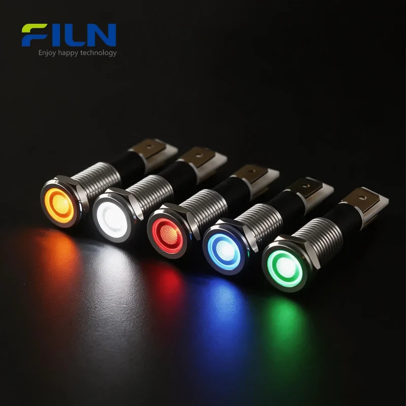 Lamp Indicator Light 10mm 3V-380V IP67 Waterproof LED Signal for CNC & Marine FILN