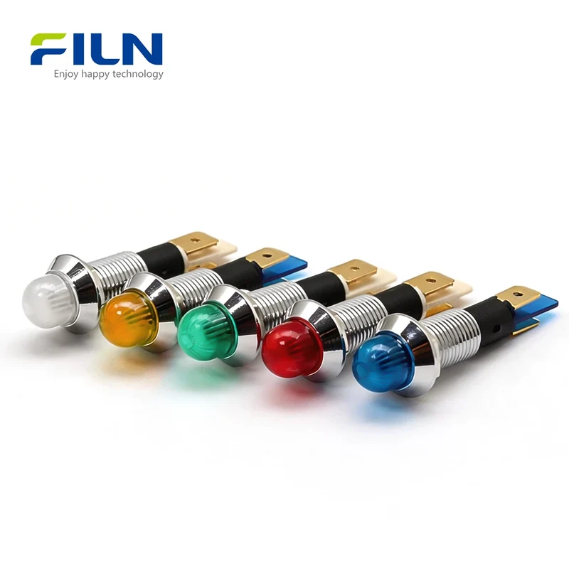 Power Indicator Lamps 10mm IP67 Metal Ball Head Signal Light 220V FILN