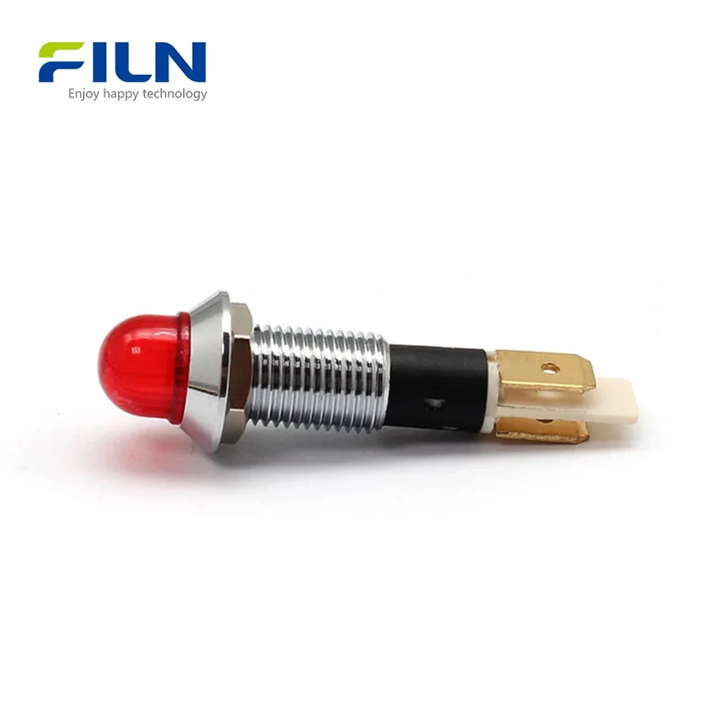 Power Indicator Lamps 10mm IP67 Metal Ball Head Signal Light 220V FILN