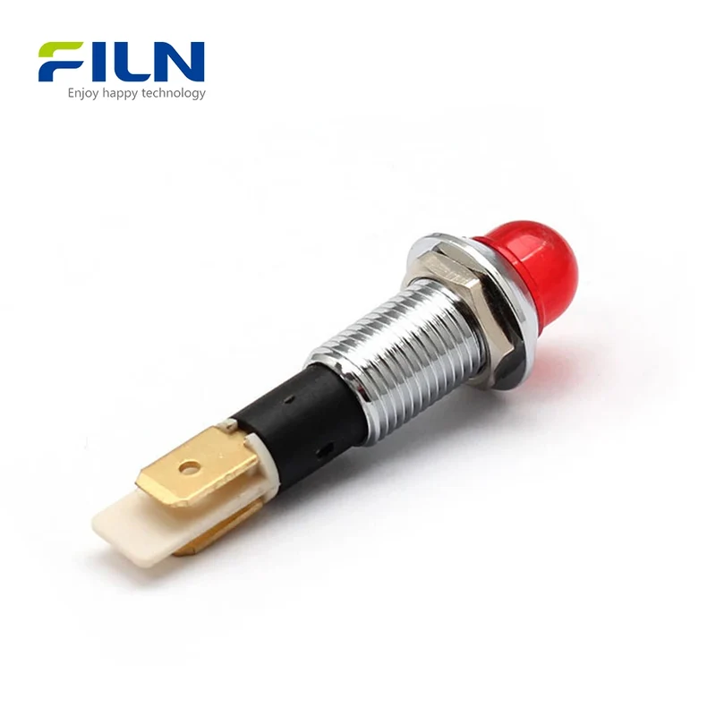 Power Indicator Lamps 10mm IP67 Metal Ball Head Signal Light 220V FILN