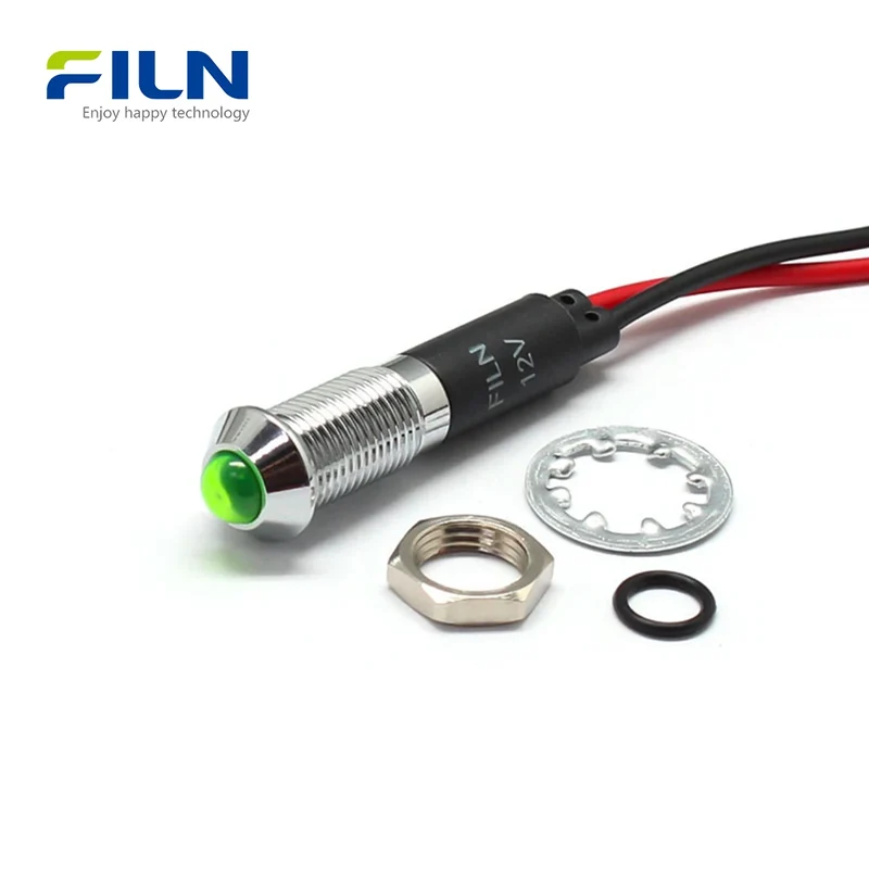 12V Indicator Light 8mm Panel Mount IP67 Waterproof for CNC FILN