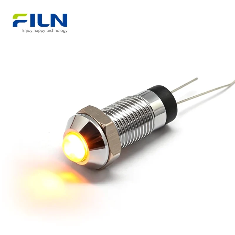 Yellow Indicator Light High Head Pin Terminal 3-220V 8mm FLIN