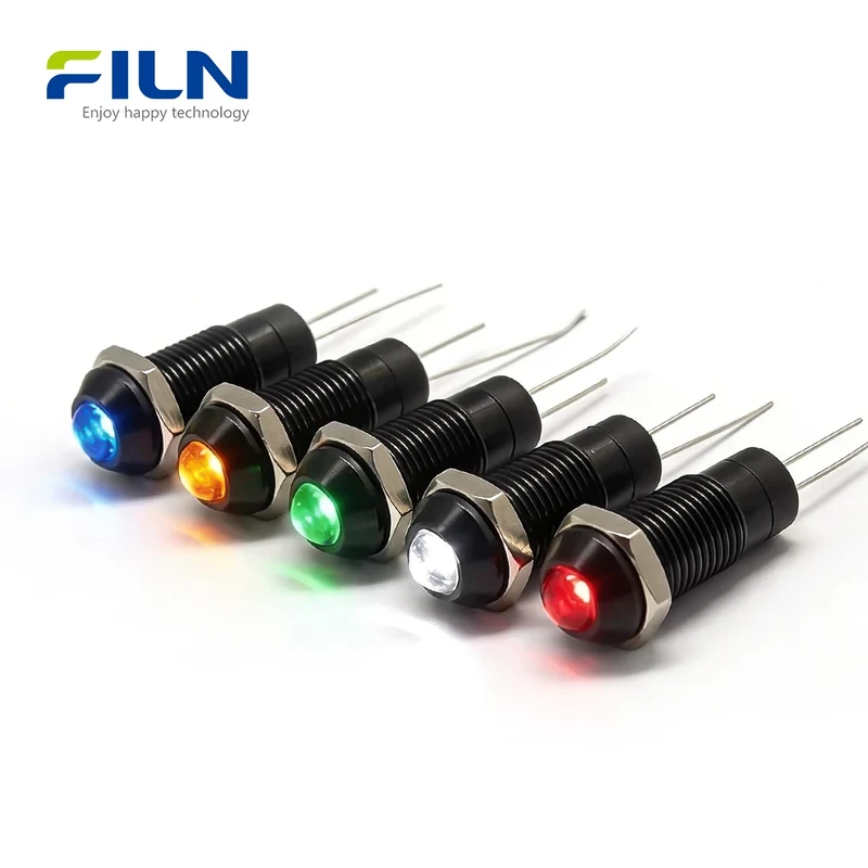 Yellow Indicator Light High Head Pin Terminal 3-220V 8mm FLIN