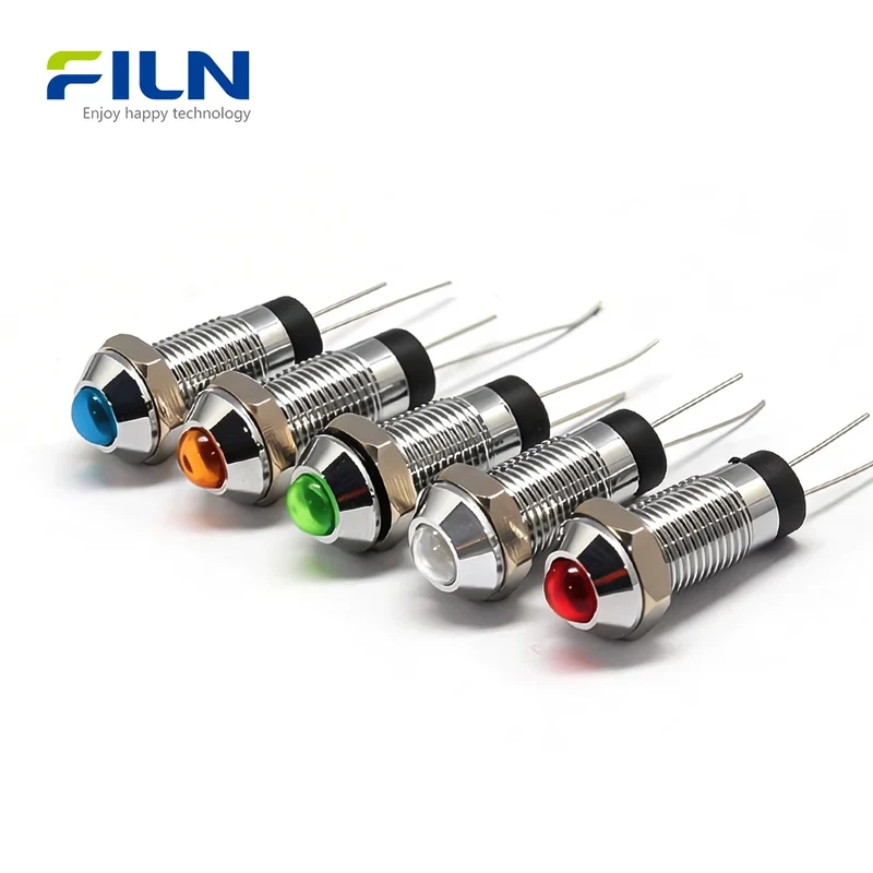 Yellow Indicator Light High Head Pin Terminal 3-220V 8mm FLIN