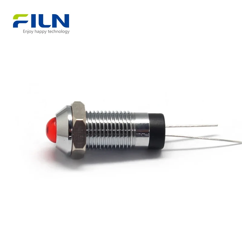 Yellow Indicator Light High Head Pin Terminal 3-220V 8mm FLIN