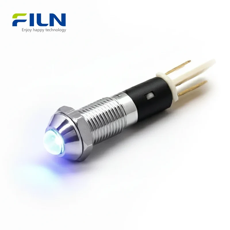 Machine Indicator Lights 8mm Metal IP67 Panel Mount 12-380V FILN