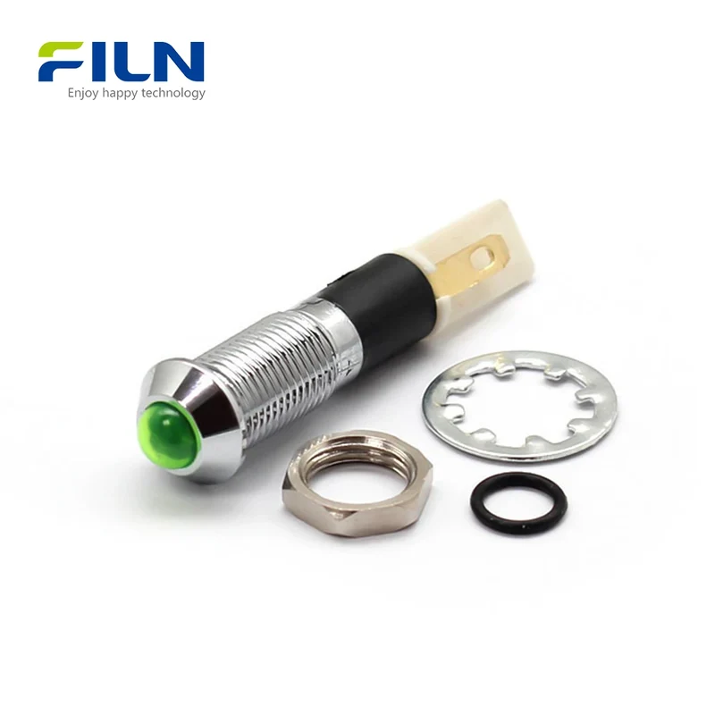 Machine Indicator Lights 8mm Metal IP67 Panel Mount 12-380V FILN