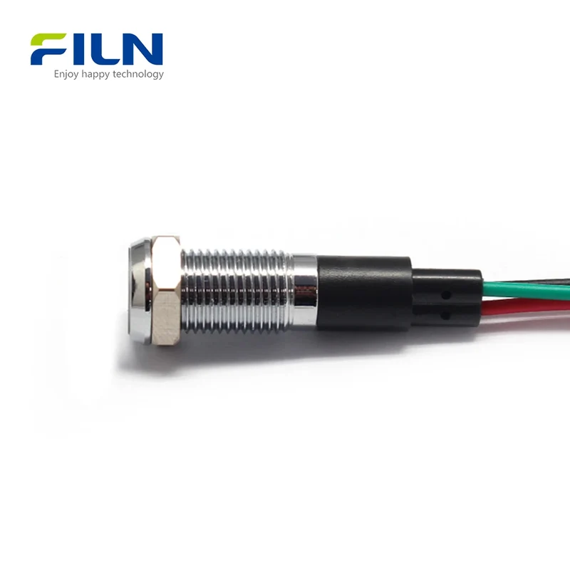 Bi-color LED Indicator Light 8MM Metal Red/Blue Dual Pilot Light IP67 Waterproof FILN
