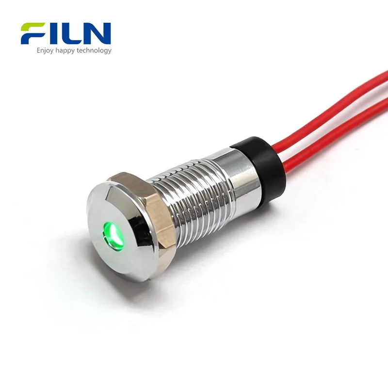 DC Indicator Light 8MM Waterproof LED Signal Lamp for Control Panels FILN