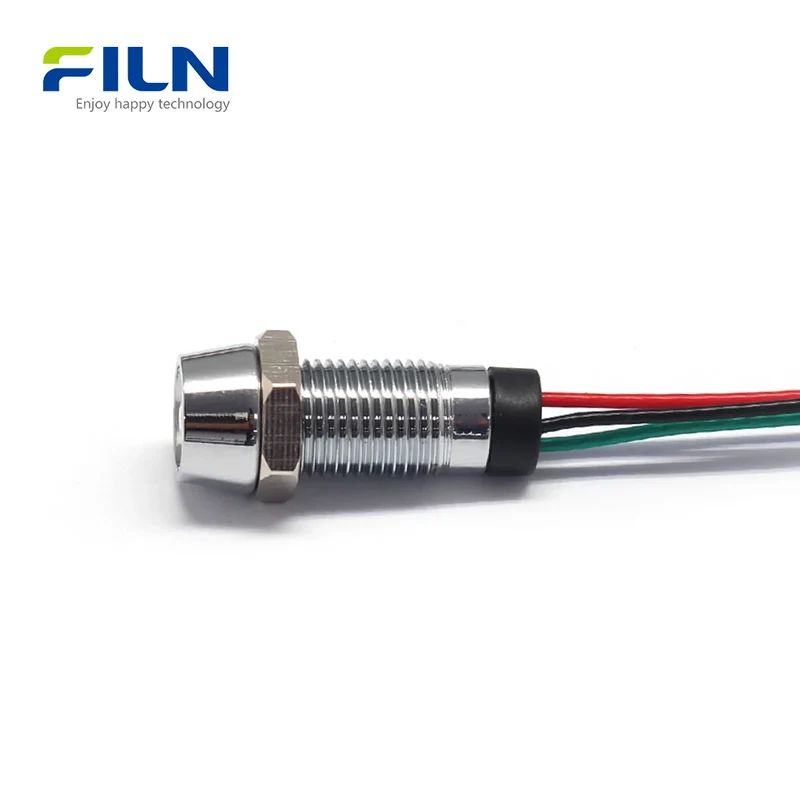 8MM Pre-wired Dual Color LED Pilot Light IP67 for CNC Panels FILN
