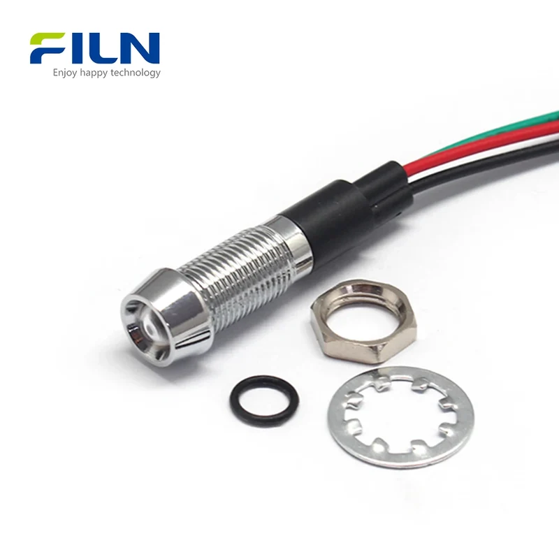 Red/Blue Dual-color LED Indicator 8mm IP67 Waterproof 12V-220V Signal Light FILN