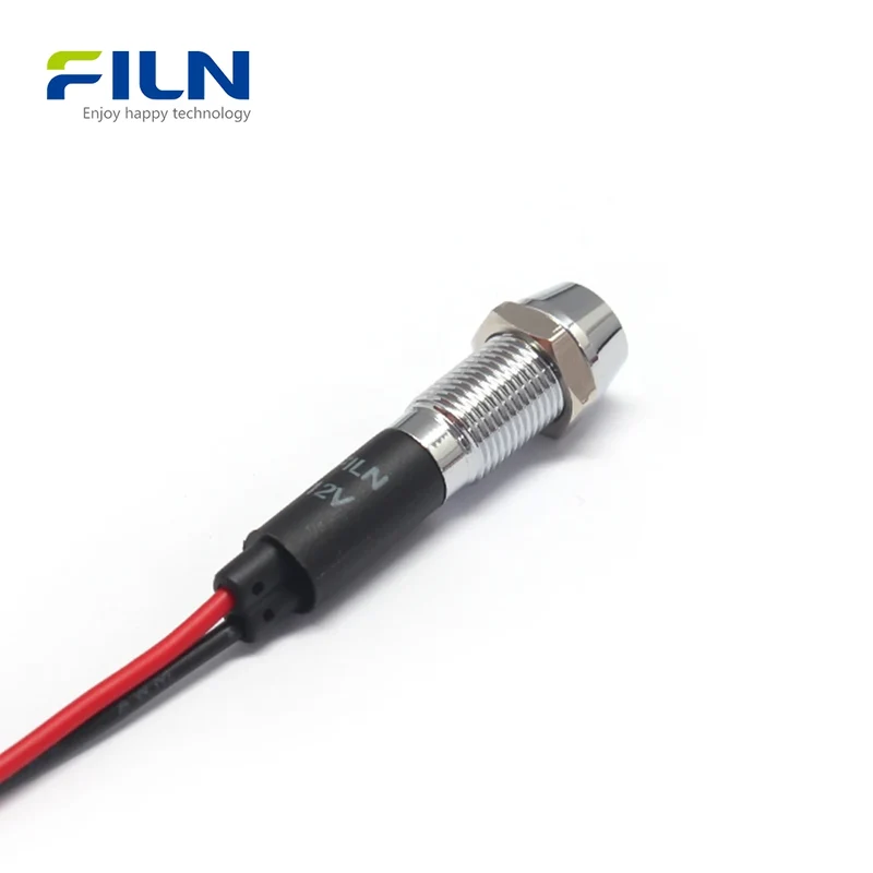 12 Volt Indicator Light 8mm IP67 Waterproof Panel Mount LED FILN