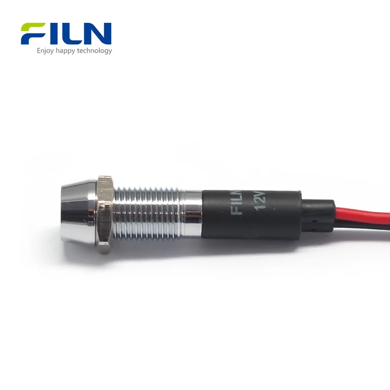 12 Volt Indicator Light 8mm IP67 Waterproof Panel Mount LED FILN