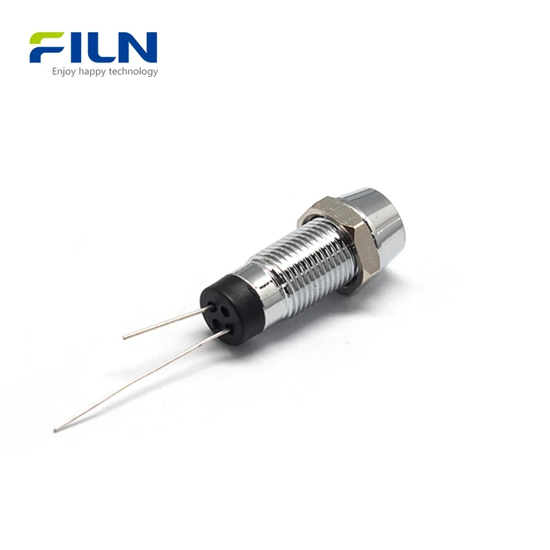 Red Light Indicator 3-380V 8mm Metal Recessed Pin Waterproof Panel Mount FILN