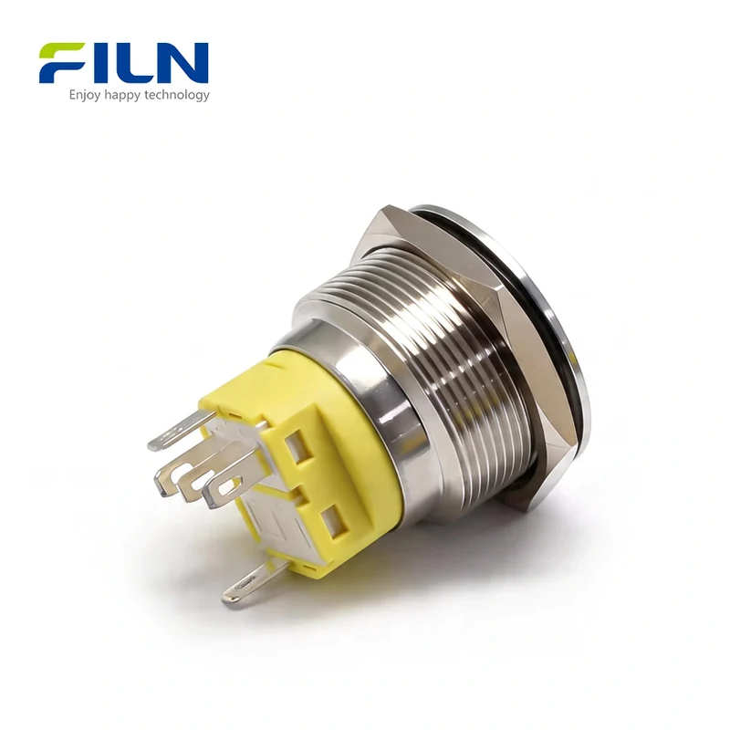 Latching Switch Push Button 25mm Metal 5-Pin with LED Ring 12V 220V Wiring FILN