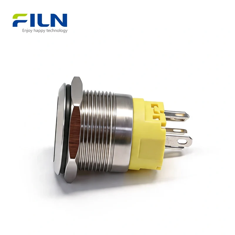 Push Button 12 Volt Switch Ring LED Light 22mm Metal Push Button Switch 5-Pin | FILN