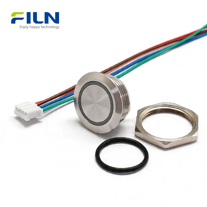 Push Button Switch Momentary with LED Ring & Wire Connector Ultra-thin Switch FILN