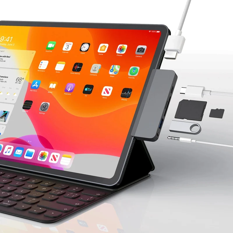 HyperDrive 6-in-1 USB-C Hub for iPad Pro/Air - Grey