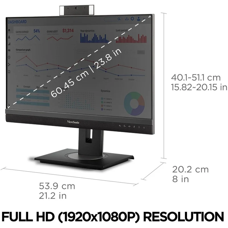 Moniteur LED Full HD ViewSonic Graphic VG2456V 24" avec webcam - Format 16:9 - Noir VG2456V